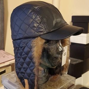 Ugg Bomber leather/quilt hat.